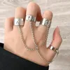 Cluster Ringen Punk Cool Link Chain Ring Voor Vrouwen Mannen Vintage Hip Hop Zilver Kleur Chunky Finger Knuckle Opening Sieraden Gift