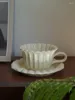 Cups Saucers 250ml Vintage Cream Color Coffee Cup Dish Set Latte Flower Plated Under Glaze High Beauty Afternoon Tea Home Use