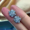 925 Sterling Srebrny alergiczny za darmo moda Dziewczęta Kolczyki Bling Moissanite Flower Colking