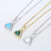 Retro Opal Necklace S925 Silver Micro Set Zircon Triangle Pendant Necklace European Fashion Women Exquisite Collar Chain Wedding Jewelry Valentine's Day Gift SPC