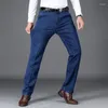 Männer Jeans Klassischen Stil Herbst Und Winter Dicke Hohe Taille Business Casual Denim Stretch Gerade Hosen Männliche Marke Hosen