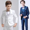 Abiti per bambini ragazzi bianchi blazer gilet pantaloni 3pcs set bambini battesimo per matrimoni da ballo per bambino abito elegante costume da festa adolescente 230424