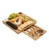 Ensembles de vaisselle planche à découper au fromage en bambou ensemble de couteaux plateau de charcuterie extensible plateau à tiroirs assiette de fruits