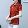 Women's Blouses dames kleding vintage folk bedrukt shirt mode driedimensionale decoratie zomeromslag kraag woon-werkverkeer