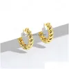 Hoop Huggie Gold Sier Color Tiny Twisted Earrings Minimalist Chunky Hoops Geometrical Brass Earring For Women Jewelry Gift Drop Del Dhhxb