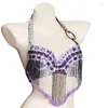 Stage Wear Belly Dance Halter Soutien-gorge brillant perlé Top Costume sexy Vêtements de danse Club Night