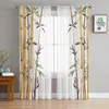 Cortina de cortina em cortinas de tule de bambu preto e branco