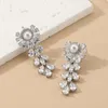 Necklace Earrings Set Fashion Women Pearl Flower Design Cubic Zircon Sweet Bridal Bracelet Ring Earring Women's Wedding Jewelry