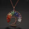 Pendant Necklaces 3 Pcs Tree Of Life Necklace Aesthetic Jewelry Elegant Crystal Set Fashion Accessory Gemstones For Women Teen Girls
