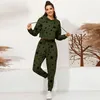 Calças femininas de duas peças Casual Tracksuit Mulheres 2 Conjunto Feminino Moletom Com Capuz e Sportwear Terno Imprimir Roupas Senhoras Estrelas Manga Longa Tops