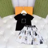 Clothing Sets Baby Set Kid Skirt Designer Dress Clothes s Luxury Brand Summer Shorts Sleeve with Wave Sign = Black White