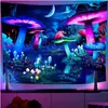 Tapisserier Psychedelic UV Reactive Escent Tapestry Mushroom Home Decor Wall Hanging Witchcraft Skl Flowers Bright Under Blue Light D DHPUE