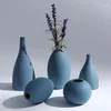 Vasos azul preto cinza 3 cores europeu moderno fosco vasos de cerâmica flor receptáculo vaso mesa ornamentos casa mobiliário art309j