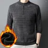 Men's Sweaters Men Winter Sweater Half High Collar Zipper Neckline Knitting Pullover Slim Fit Jumper Fleece Lining Thick Warm Knitwear