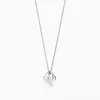 Classico di alta qualità t Home Alta edizione S925 Argento sterling Doppio cuore con ciondolo a goccia Set di colla Collana d'amore placcata con diamanti Regalo femminile