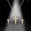 Boucles d'oreilles de collier Set European Hip Hop Hiphop Cross and Suite Female Forest Trade Trawing Imalless en acier inoxydable Cross-Border vendu