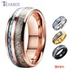 Band Ringen 8MM Mannen Vrouwen Tungsten Wedding Band Ringen Met Blauwe Koolstofvezel En Witte Meteoriet Inlay Comfort Fit 231124