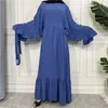 エスニック服wepbel abayaイスラム七面鳥のローブカフタンファッション女性ヒジャーブラマダン摩耗ソリッドカラーステッチイスラム教徒ドレス