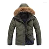 Masculino para baixo, unitrendy 2023 Winter Men Jacket Harm Coat White Duck Real Raccoon Fur Hapeled Jackets Outwear Casacos