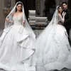 Luxe volants jupe robe de bal robes de mariée pour femme 2024 paillettes brillantes chérie Sexy robe de mariée sur mesure