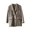 Korean version temperament double-sided coat suit women's 2023 autumn and winter new double-breasted wool coat