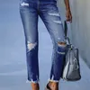 Women's Jeans Spring/Summer Washed Old Tassel Jeans Women's Mid-waist Solid Color Slim Fit Slim High Elastic Pencil Pants Women Jeans 230424