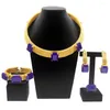 Halsbandörhängen Set unik design 24k Guldpläterade smycken för kvinnor eleganta ringarmbandtillbehör ll