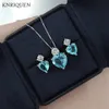 Conjuntos de joyería de boda Conjunto de dijes para mujer Paraiba Turmalina Cristal Collar de piedra Pendientes Regalos románticos Venta al por mayor Piedra preciosa Declaración fina 231123