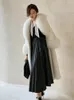 Kvinnors päls vit minkrock kvinnor lång tjock varm lyx hög kvalitet faux jacka 2023 vinterkoreanska chic kläder damer