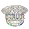 Fournitures de fête à la main paillettes perlées blanc luxe strass chapeau de mariée accessoires de mariage femmes gothique Rave Club Wear Cosplay