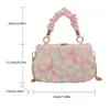 Bolsos de noche, bolso de mano con encaje Floral dulce, Mini bolso de mano, bolso de mano, bandolera de cuero PU de calidad para mujer, asa plisada 2023