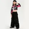 Stage Wear Kids Hip Hop Clothing Pink Racing Shirt Crop Tops Streetwear Baggy Cargo Pants For Girls Teenage Jazz Dance Costumes Clothes