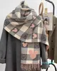 Cartoon Plaid Women Thick Shawl And Wraps Ladies Blanket Heart Winter Pashmina Bandana Bufanda