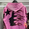 Jaquetas masculinas 2023 outono inverno tendência americana marca hellstar rosa hoodie retro do velho moletom com capuz high street pulôver homens mulheres 231123