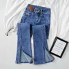 Damen Jeans Hohe Taille Stretch Split Flare Damen Straßenkleidung Frühling Sommer 2023 Schlank Vintage Denim Hose Lässig