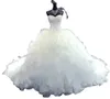 2024 Lüks Balo Gowns gelinlik prenses elbisesi boncuklu nakış korse kalp organze ruffles katedral tren gelin elbise artı boyut vestido de novias