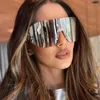 Zonnebril Celebrity Luxe Vrouwen Wrap Around Shield 2000s Merk Oversized Bril Vrouwelijke Randloze Zon Mannen Gafas De Sol