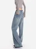 Jeans femme Y2k taille haute jambe droite jean femme Style Simple décontracté coton Denim pantalon large dames lâche Streetwear jean 230424