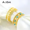 Fedi nuziali AYONG Anello con perle color oro Placcato 21k Pietra blu Rame Cocktail Donna Eleganti regali di gioielli per feste