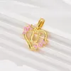 Pendant Necklaces Heart Shaped Letter Necklace For Women Lovely Small Flower Enamel Gold Color Fashion Jewelry Holiday Gifts