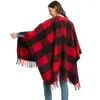 Écharpes automne chaud élégance écharpe pour femmes fente mode épaissi plaid châle femme style coréen décontracté gland hiver