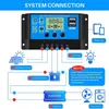 Contrôleur de Charge solaire PWM, 10a, 20a, 30a, 12V/24V, 50a, 60a, régulateur de batterie, panneau USB 5V, affichage LCD Intelligent