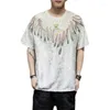Men's T Shirts Style Casual Chinese T-Shirt Summer Peacock Feather Embroidery Ice Silk Short Sleeve Men Clothing Harajuku Plus Size Tops
