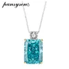 Pendant Necklaces PANSYSEN Luxury 925 Sterling Silver 12x16MM Radiant Cut Sapphire Citrine Diamond Gemstone Pendant Necklaces Party Fine Jewelry 231124