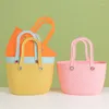 Duffel Bags Plastic Bathroom Drain Tote Basket Fashion Macaron Carrying Gift Fruits Storage Bag Bath Children's Picnic