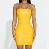 Urban Sexy Dresses Dresses For Women Club Sexig LaTex Leather Spaghetti Strap Tight Mini Party Bodycon Dress Wrap Hip Party Dresses Vestidos 231123