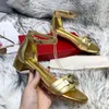 Gancini Ornament Sandal Designer Luxury Women Summer Fashion Outwear Thick Heel Leather Open Toe Sandaler