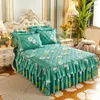 Bed Skirt Quilted Padded Bed Skirt Luxury Double-layer Lace Bedspread on The Bed Plus Size Thicken Cotton Bed Cover Sheet with Pillowcase 230424