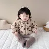 Baby Coat Winter 0-3 Years Old Double Thick Polka Dot Hooded Top Baby Winter Warm Fur Coat