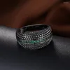 Cluster Rings Garilina Fashion Jewelry Black Gun Plated Green Cubic Zirconia Ring for Womens Party Gift AR2185